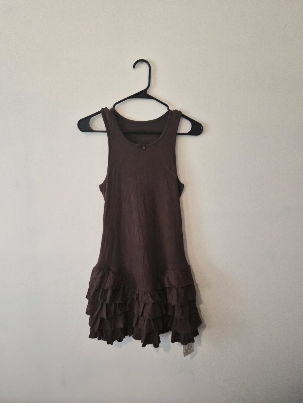Brown Ruffle Tank Dress